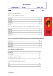 English worksheet: the incredibles