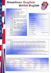 English Worksheet: American English British English (2 pages)