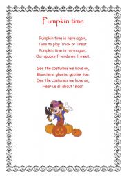 English Worksheet: Halloween poem