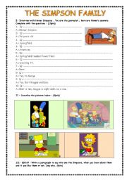 English Worksheet: A test with the Simpson Family