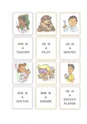 English Worksheet: Jobs memory game 1/2