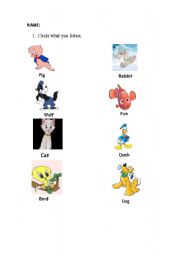 English Worksheet: Animals