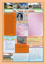English Worksheet: The Tower of London (2 pages)