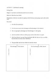 English worksheet: activities for classroom 