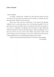 English worksheet: letter of request