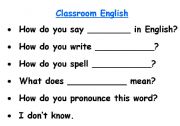 English Worksheet: Classroom English 2 x A4 for the wall