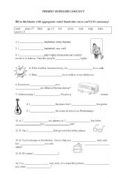 English worksheet: Present Simple or Can?