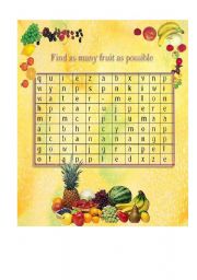 English worksheet: Fruit