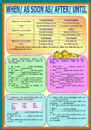 English Worksheet: Time Clauses - When/ As soon as/ After/ Until