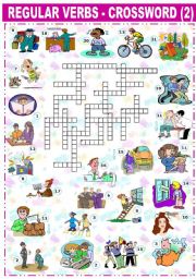 English Worksheet: REGULAR VERBS - CROSSWORD -2-