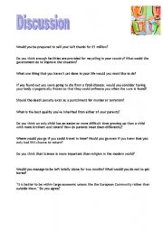 English Worksheet: Discussion 10 