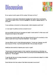 English Worksheet: Discussion 11