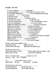 English Worksheet: in case- so that