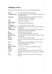 English Worksheet: TELEPHONE WORDS 