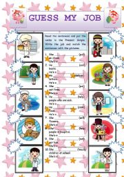 English Worksheet: TENSES: PRESENT SIMPLE - JOBS