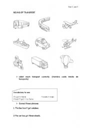 English Worksheet: Means of transport