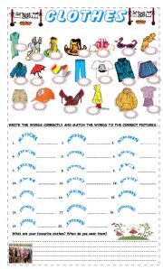 English Worksheet: Lets practice vocabulary: CLOTHES