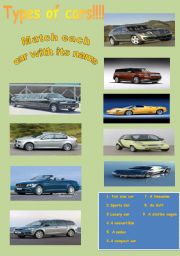 English Worksheet: types of cars