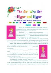 English Worksheet: The Girl Who Got Bigger and Bigger