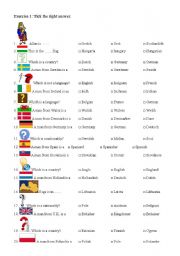 English Worksheet: European countries exercise 1 and 2