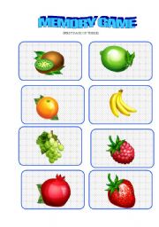 English Worksheet: MEMORY GAME ABOUT FRUITS