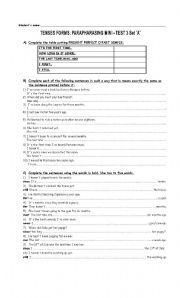 FCE Tenses Forms Paraphrasing 1st part 