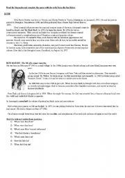 English Worksheet: Elvis and Bob Marleys biographies