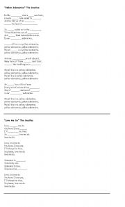 English Worksheet: Songs: Yellow Submarine / Love me do