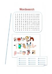 English Worksheet: Human Body Wordsearch