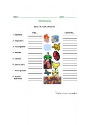 English Worksheet: Interests survey