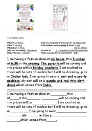 English Worksheet: Invitation to a fashion show