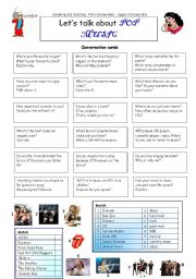 English Worksheet: Lets talk about POP MUSIC