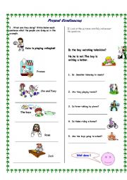 English worksheet: present continuous