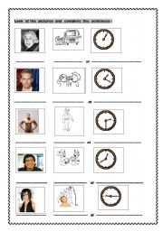 English Worksheet: famous people , daily routines and times