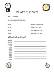 English worksheet: Whats the time? Its ... oclock