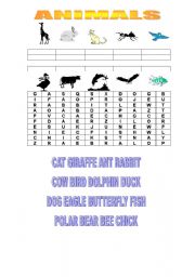 English worksheet: Animals