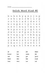 English worksheet: Dolch Primer Word Search (1 of 2)