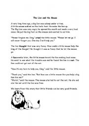 English Worksheet: lion and the mouse