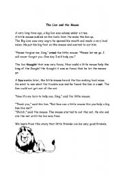 English worksheet: lion and the mouse