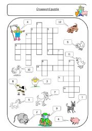 English Worksheet: On the farm - Crossword