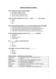 English Worksheet: Advanced Grammar & Vocabulary