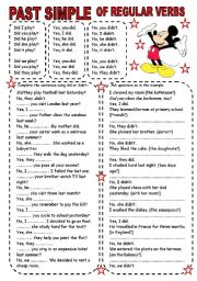 English Worksheet: PAST SIMPLE OF REGULAR VERBS (2) QUESTIONS AND SHORT ANSWERS