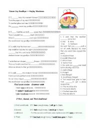 English Worksheet: listening a song: never say goodbye