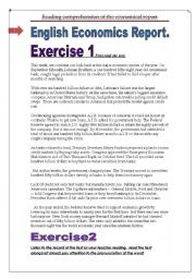 English Worksheet: 7 different exercises Adapted Economical report. 4 pages 