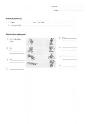 English worksheet: LIkes and dislikes and Present Continuous