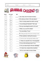 English Worksheet: Grammar Cassino