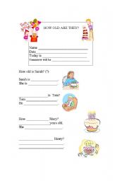English worksheet: How old...?