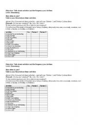 English worksheet: Talking about sports activities and how often you do them