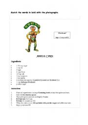 English worksheet: A recipe for apple cake
