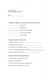 English worksheet: Noun Clauses and Phrasal Verbs Test/Practice